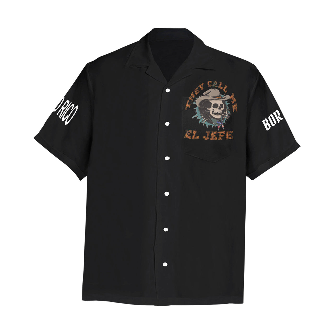 El Jefe Boricua Men's All Over Print Hawaiian Shirt With Chest Pocket