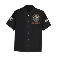 Thumbnail for El Jefe Boricua Men's All Over Print Hawaiian Shirt With Chest Pocket