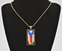 Thumbnail for Distressed Puerto Rico Flag Ball Chain Flag Necklace