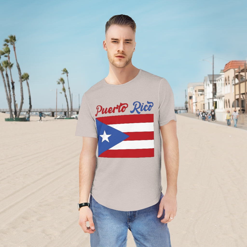 Puerto Rico Flag - Men's Jersey Curved Hem Tee