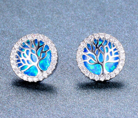 Thumbnail for TREE WITH OPAL STERLING SILVER EARRINGS
