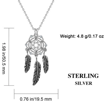 Eudora Genuine 925 Sterling Silver Dream Catcher Pendant Necklace