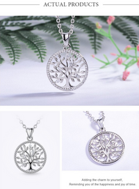 Thumbnail for Eudora Genuine 925 Sterling Silver Tree of life 2 Pendant Necklace