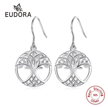Eudora Genuine 925 Sterling Silver Tree of life Earrings