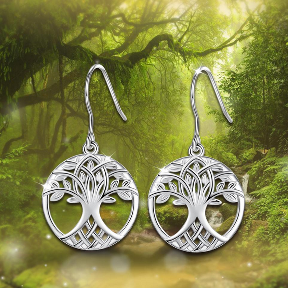 Eudora Genuine 925 Sterling Silver Tree of life Earrings