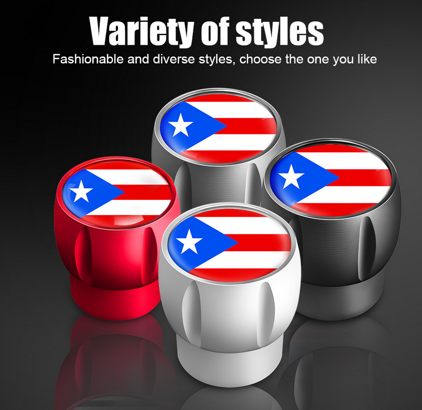 4Pcs/Set Puerto Rico Flag Tire Valve Caps – Puerto Rican Pride