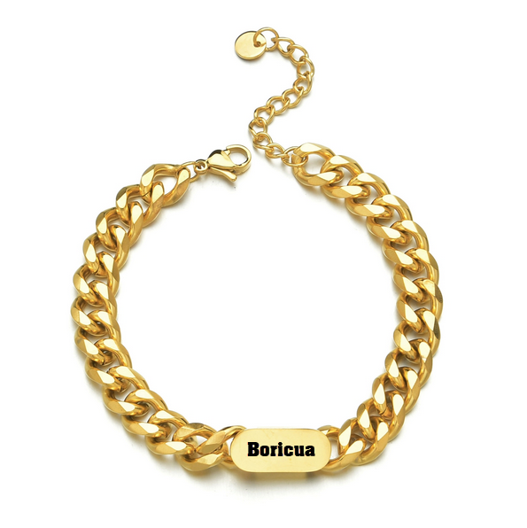 Boricua Gold Adjustable Length Cuban Chain Bracelet