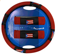 Thumbnail for Puerto Rico Flag Steering Wheel Cover With Seat Belt Pads