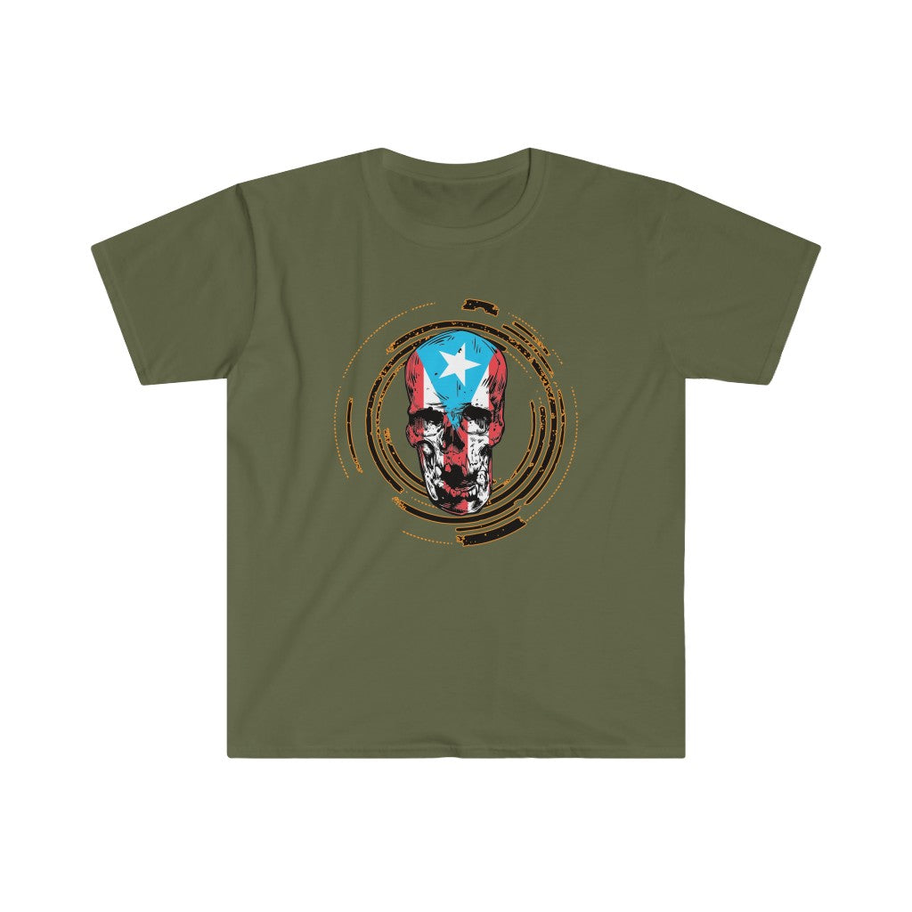 Puerto Rico Flag Skull - Unisex Softstyle T-Shirt