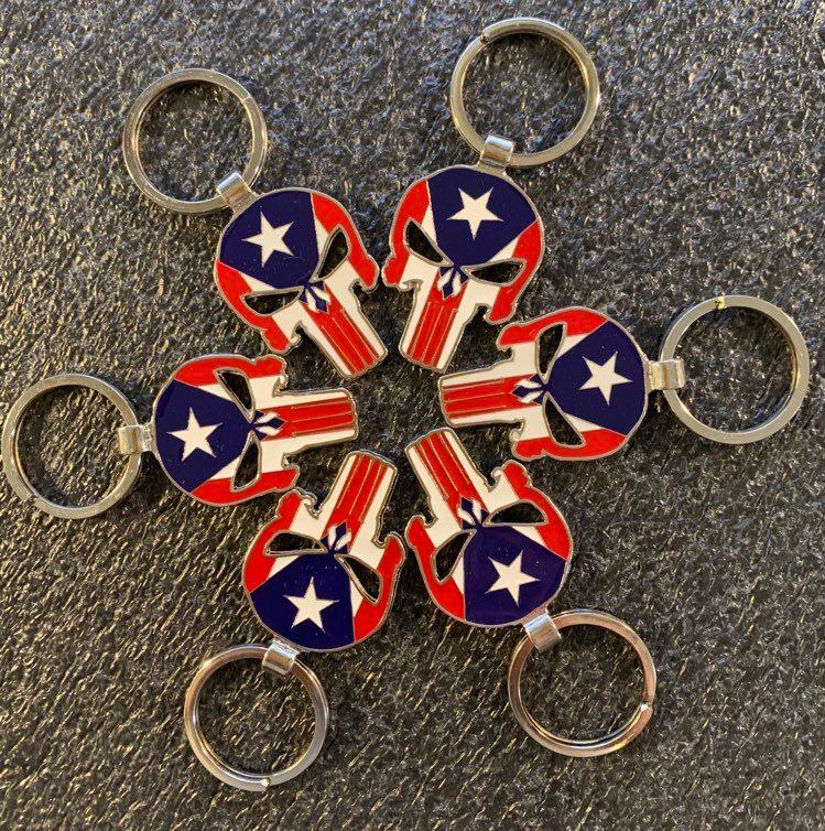 Punisher PR Flag Skull Keychain – Puerto Rican Pride