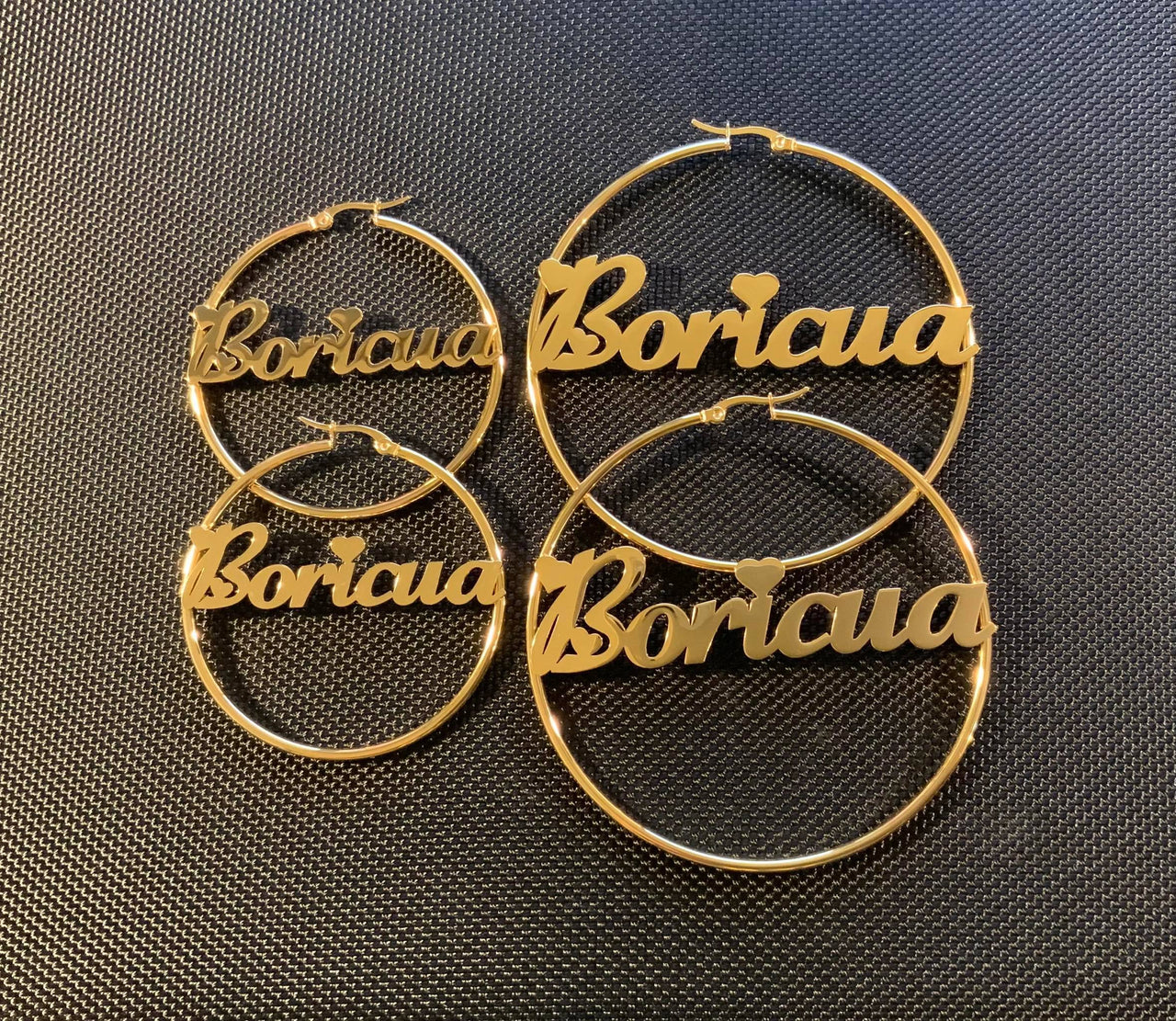 Large Heart Boricua Hoop Earrings 2" or 2.75"