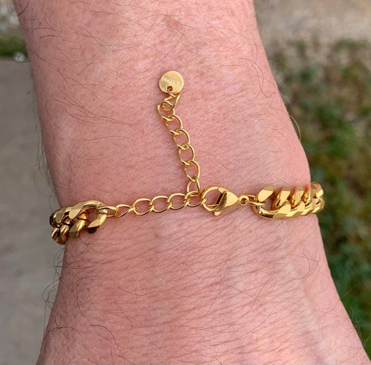 Boricua Gold Adjustable Length Cuban Chain Bracelet