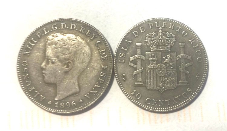 Replica 1896 40 Centavos Puerto Rico Coin