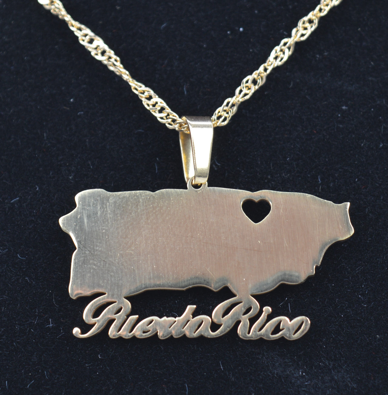 Puerto Rico Island Heart Necklace