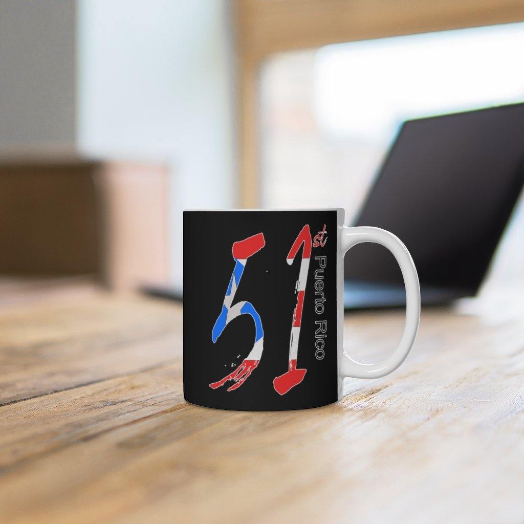 51st Black/White Ceramic Mug - Puerto Rican Pride