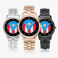 Thumbnail for Puerto Rico Flag Folding Clasp Type Stainless Steel Quartz Watch (With Indicators)
