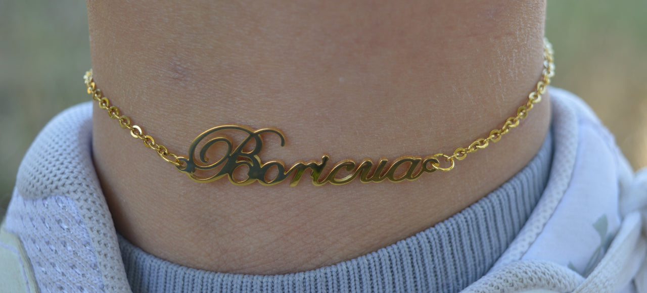 Boricua Anklet #4 (Gold or Silver)