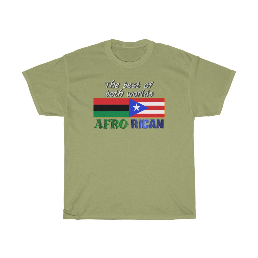 Afro Rican Flags Best Of Both Worlds - Unisex Heavy Cotton Tee