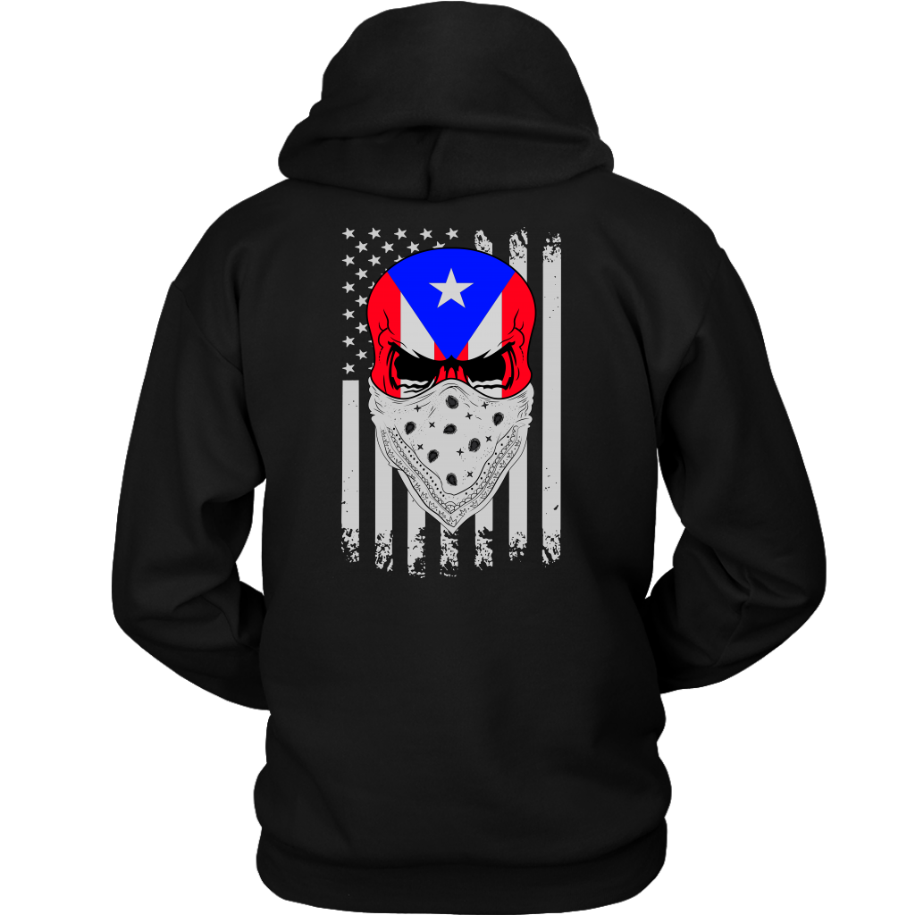 1st Star Skull (Back Image) Hoodie - Puerto Rican Pride