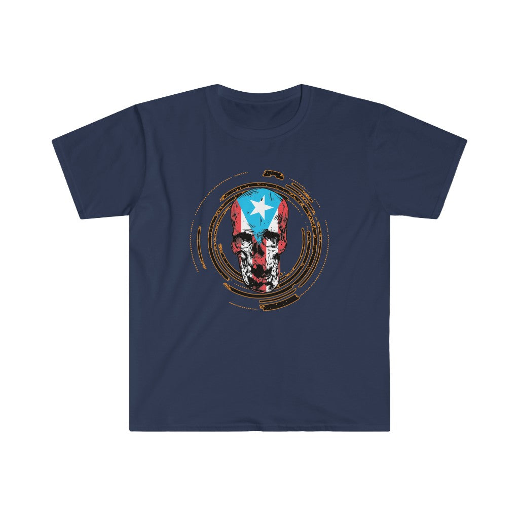 Puerto Rico Flag Skull - Unisex Softstyle T-Shirt
