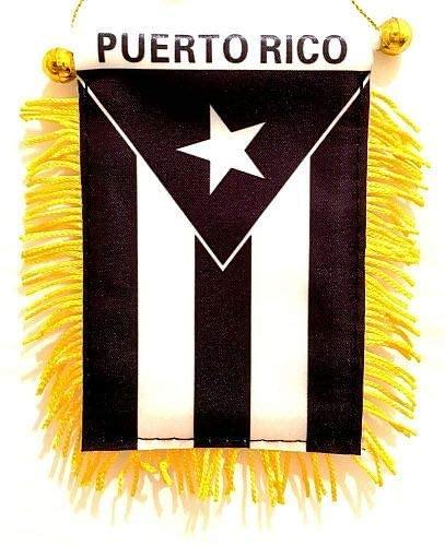 Black Flag for Car Mirror - Puerto Rican Pride