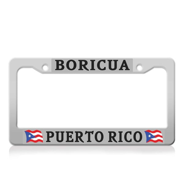 METAL - Boricua Puerto Rico Auto License Plate Frame with Screw Caps