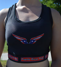 Thumbnail for Angel Wings Sports Bra - Puerto Rican Pride