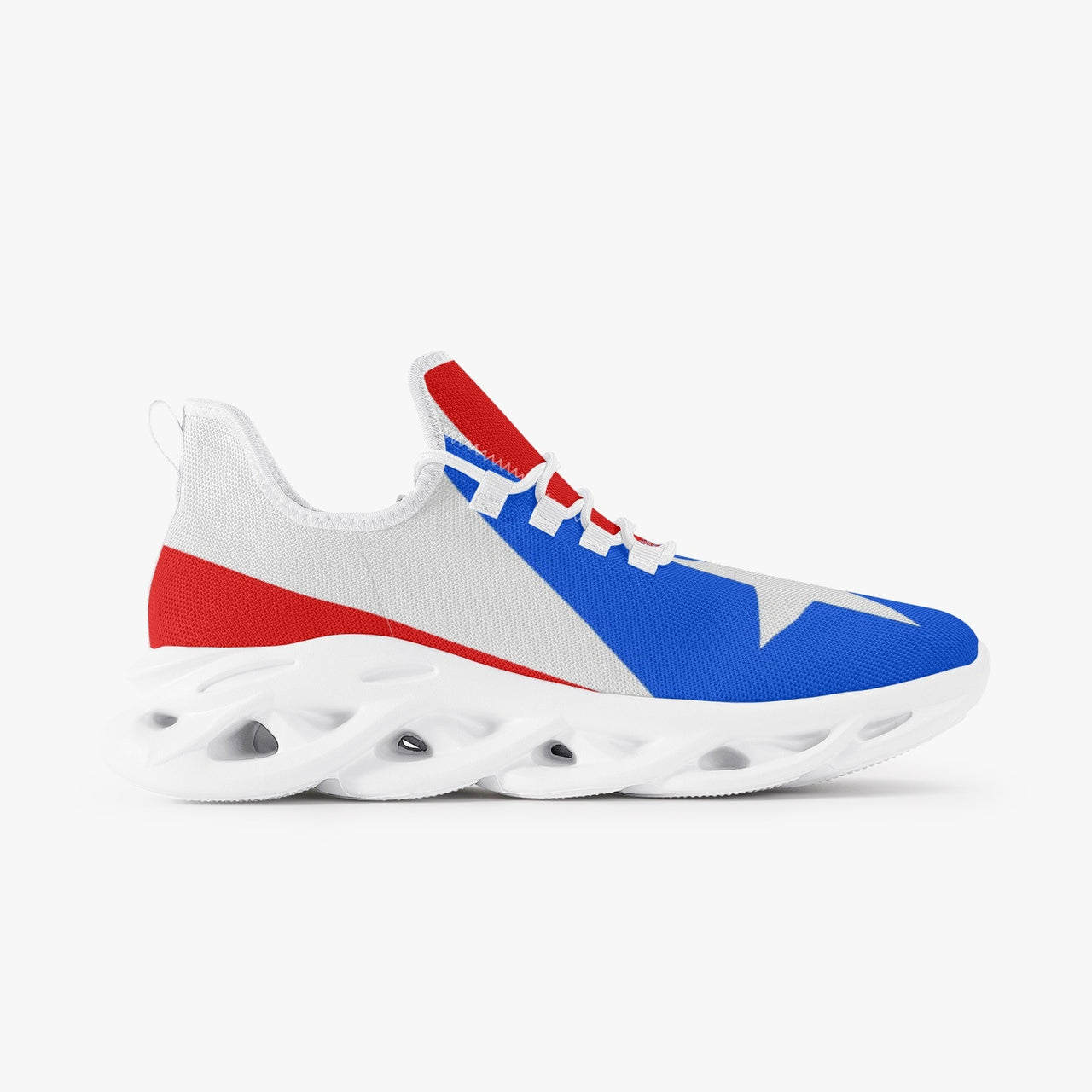 Puerto Rico Flag - Bounce Mesh Knit Sneakers - White