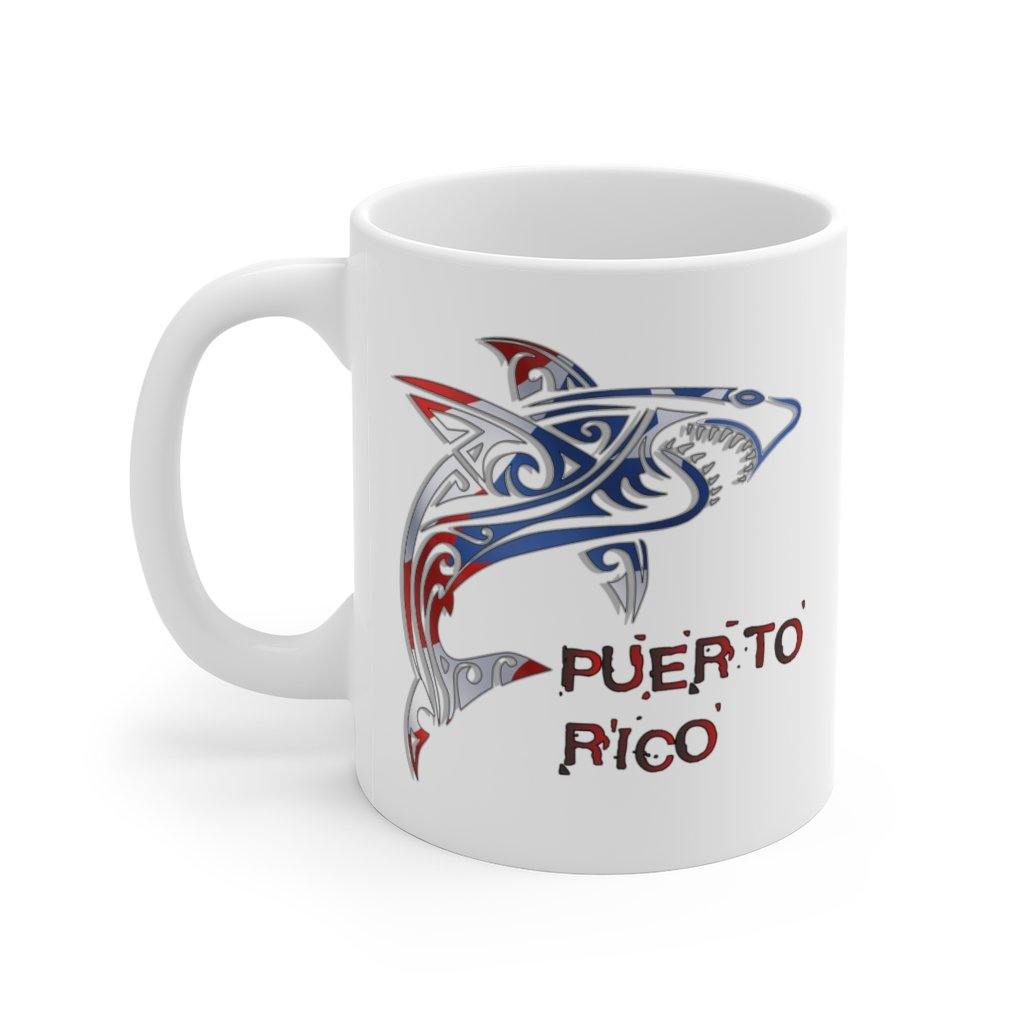 Puerto Rico Shark Flag White Ceramic Mug - Puerto Rican Pride