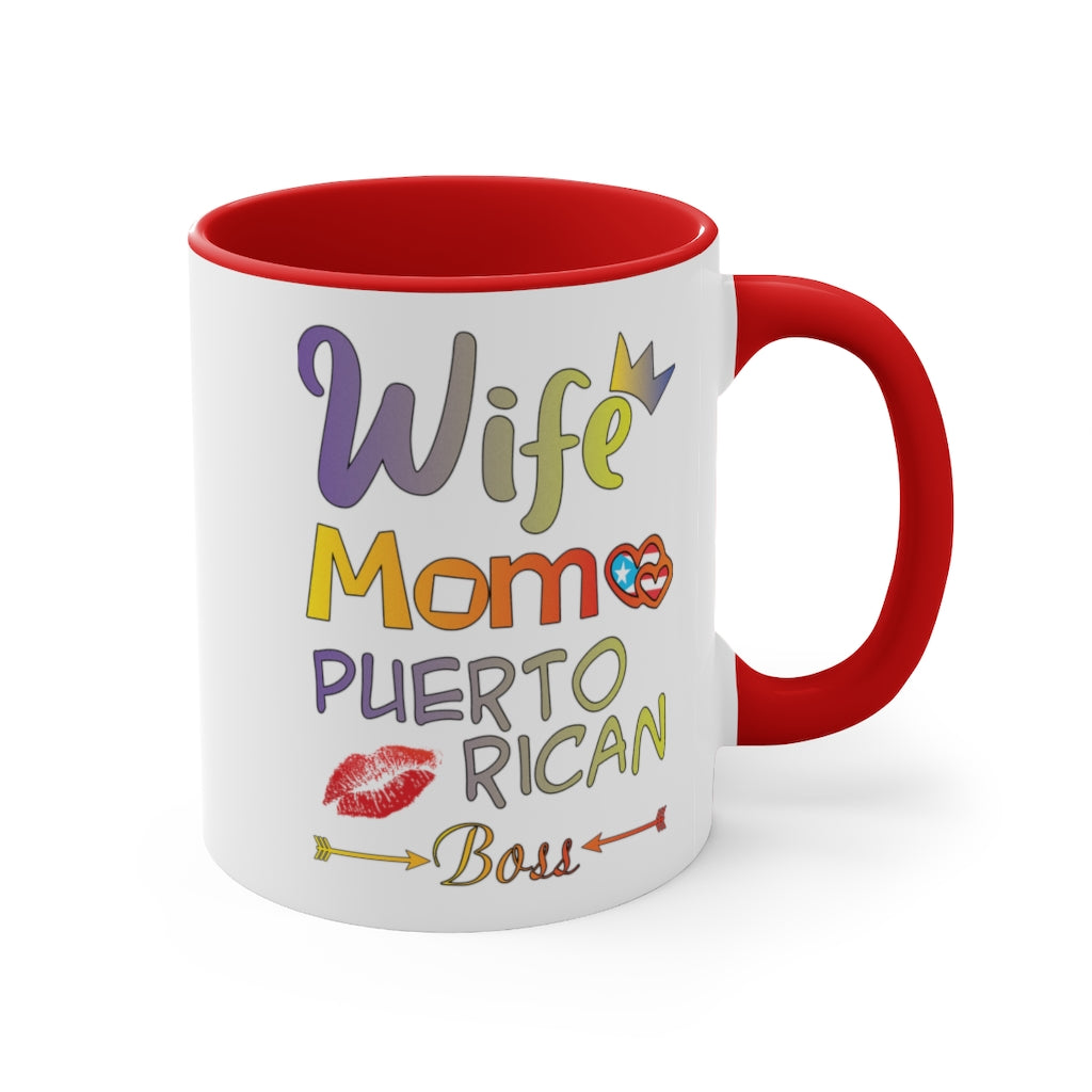 WIFE - BOSS  Accent Coffee Mug, 11oz