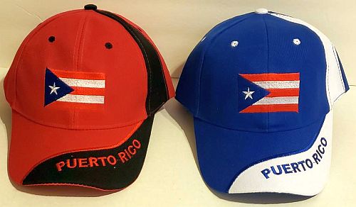 Puerto RIco Flag Baseball Cap (Red or Blue)