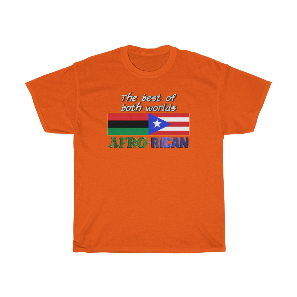 Afro Rican Flags Best Of Both Worlds - Unisex Heavy Cotton Tee