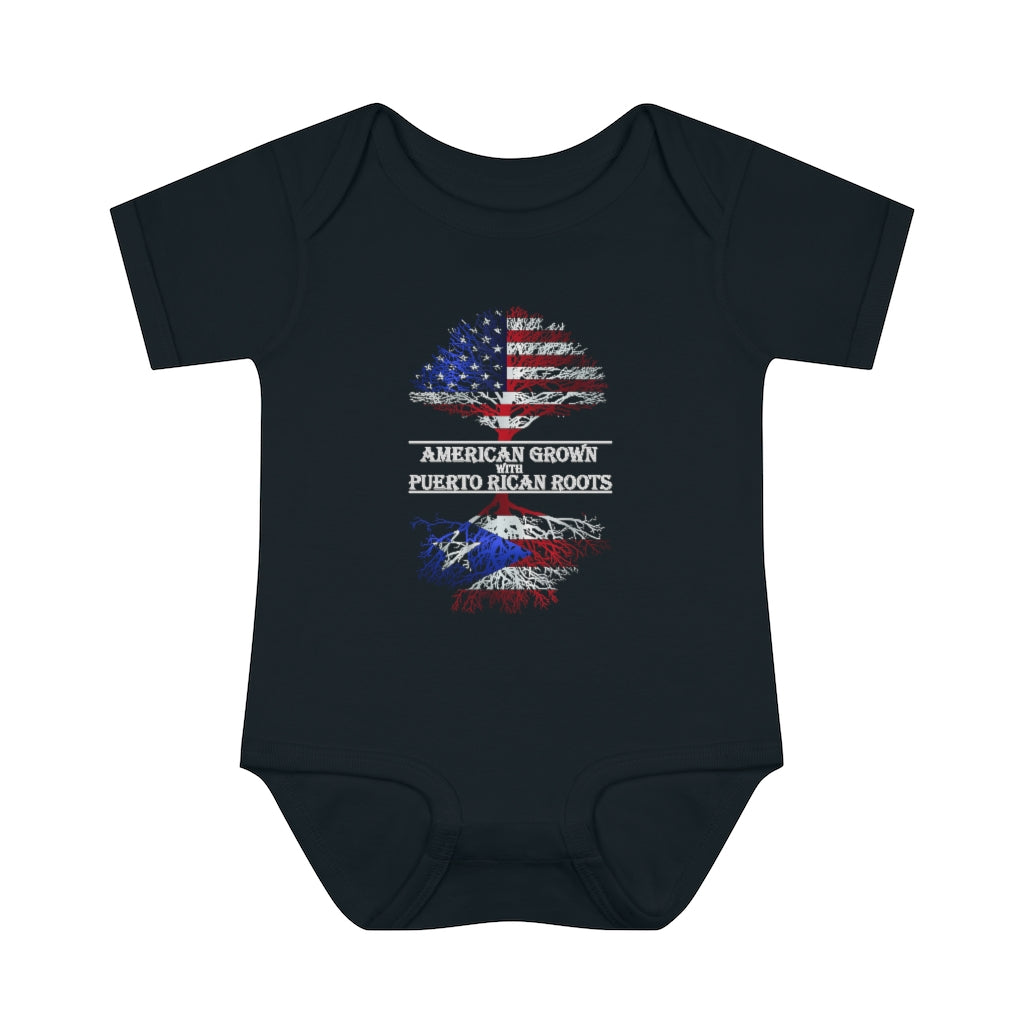 American Grown W/ Puerto Rican Roots Infant Baby Rib Bodysuit