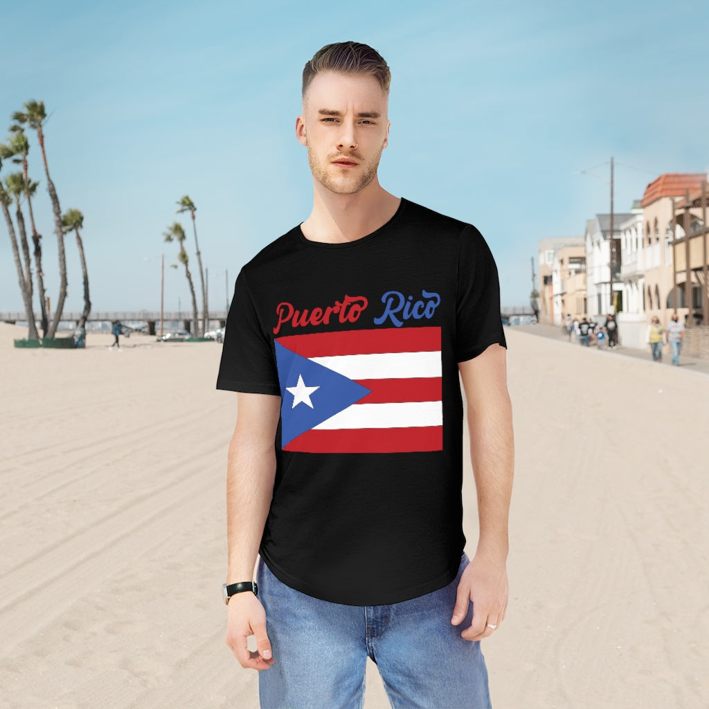 Puerto Rico Flag - Men's Jersey Curved Hem Tee