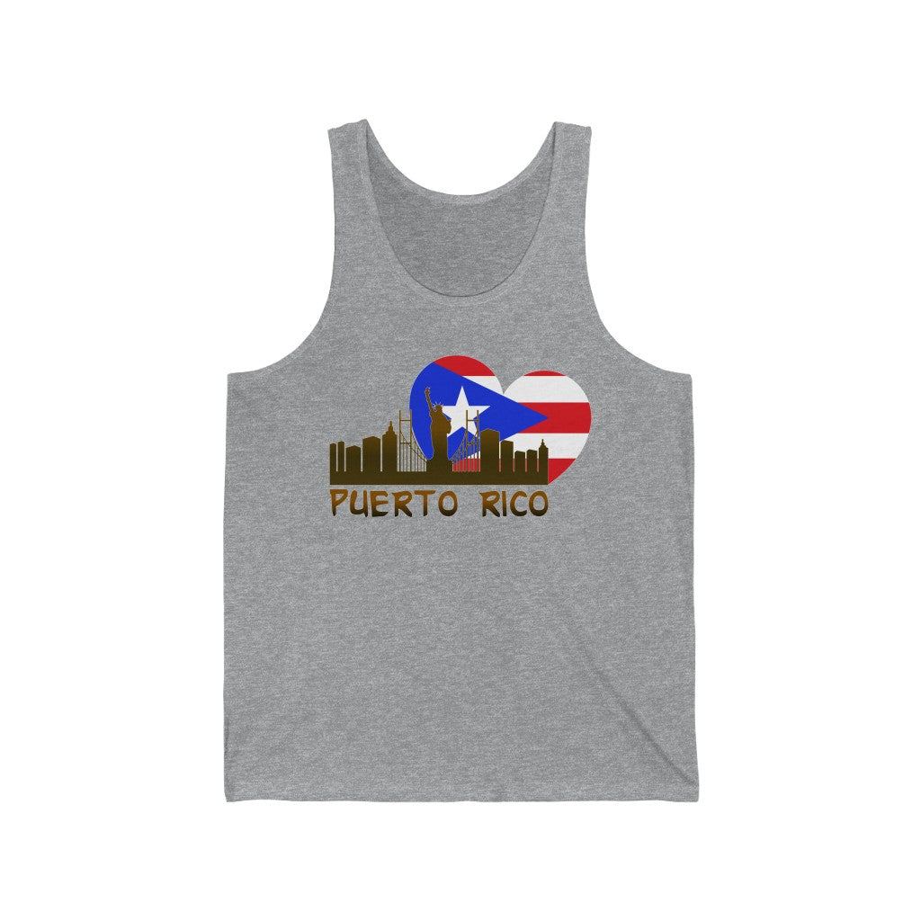 NY Puerto Rico Heart Silhouette - Unisex Jersey Tank