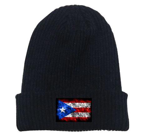 Black Beanie With Flag - Puerto Rican Pride