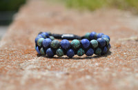 Thumbnail for Dual Row Natural Stone Bracelet (Blue or Green)