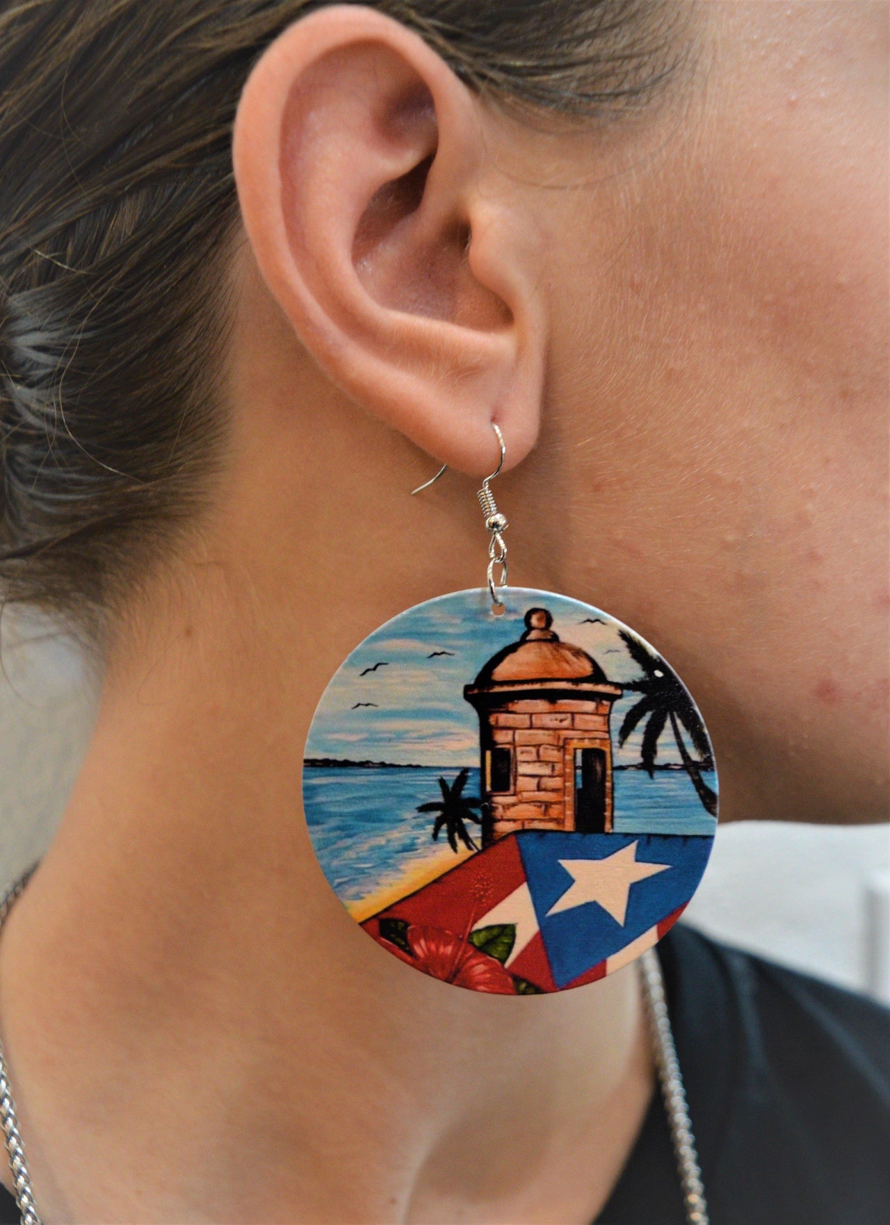 2.25" Wood Earrings (4 styles) - Puerto Rican Pride