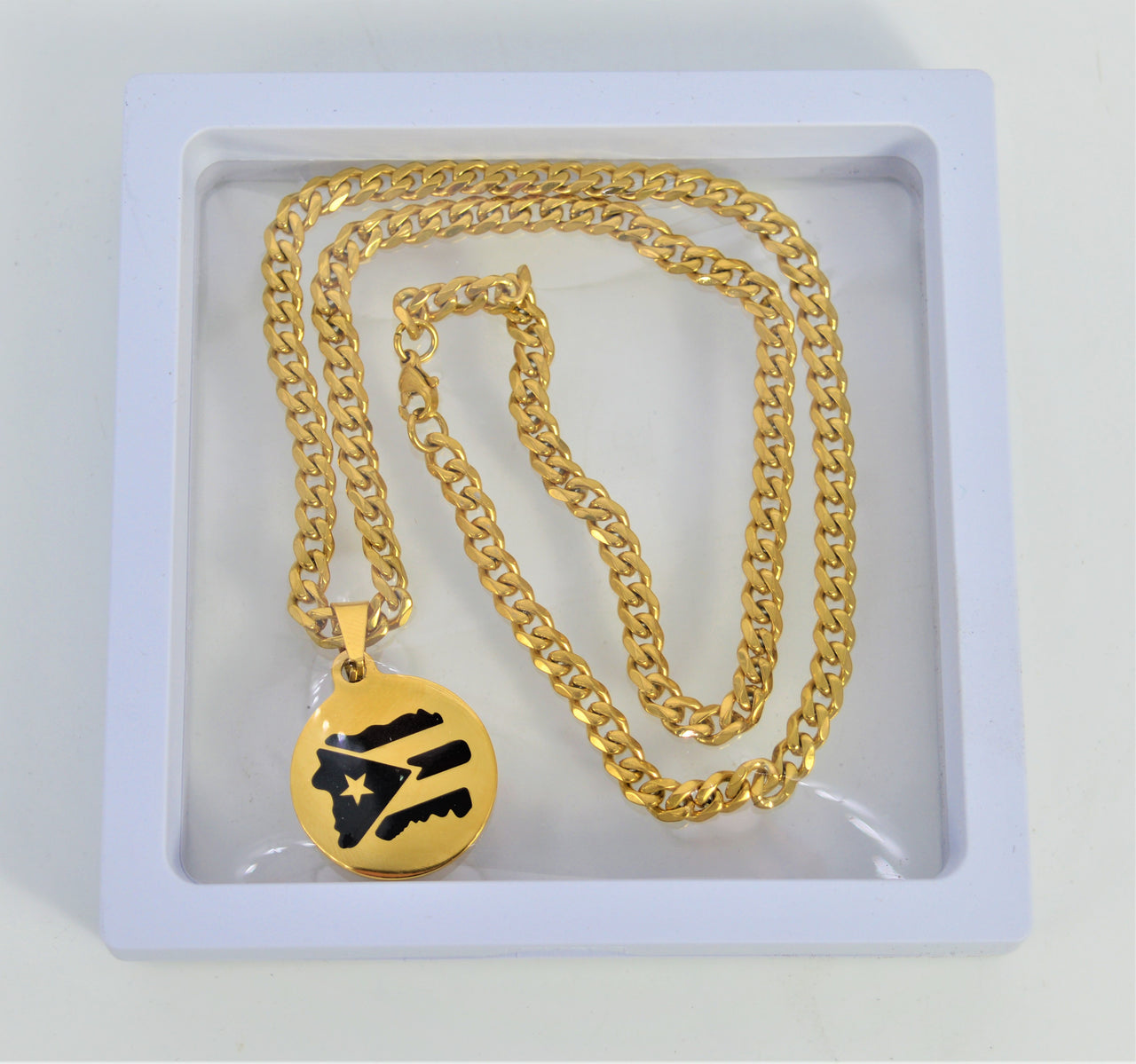 22" Gold Cuban Chain Flag Necklace