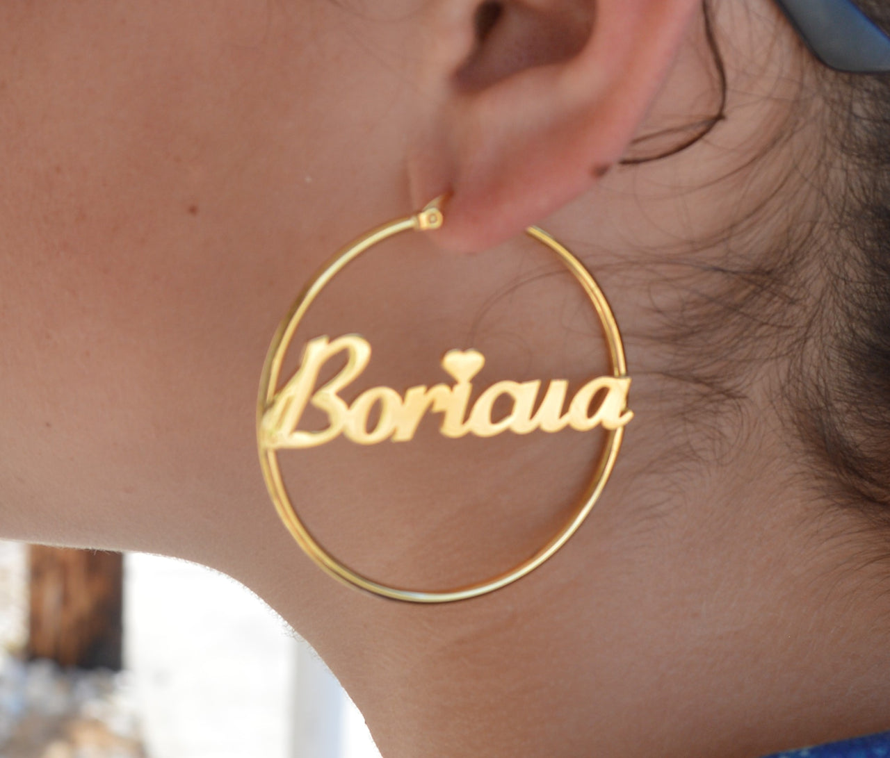 Large 2" Gold Boricua Earrings