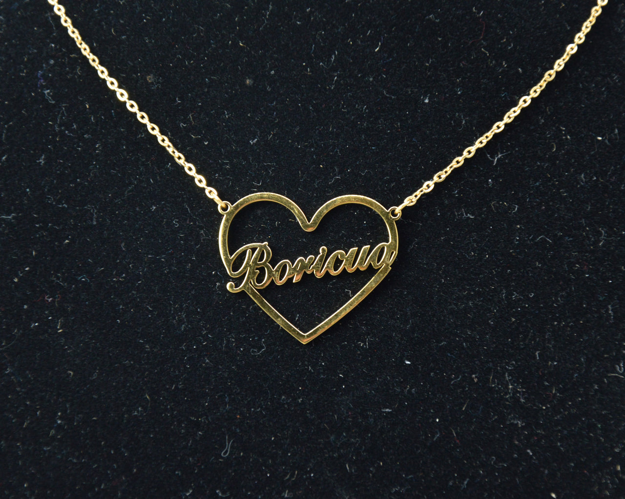 Heart Shape Slanted Boricua Gold Necklace