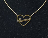 Thumbnail for Heart Shape Slanted Boricua Gold Necklace