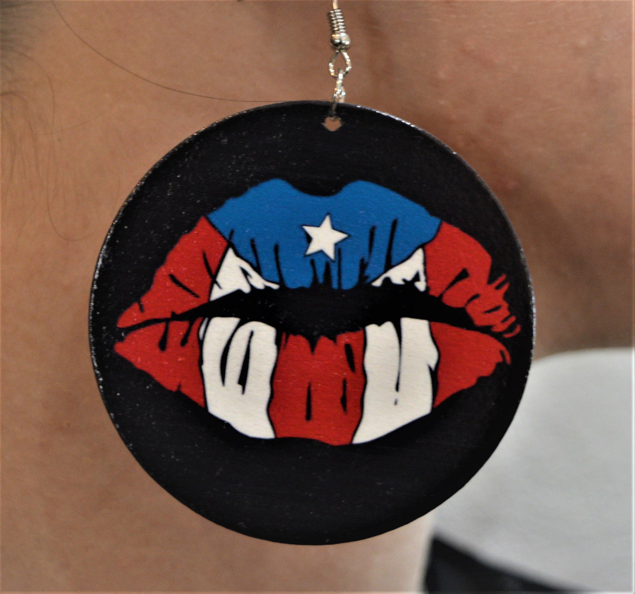 2.25" Wood Earrings (4 styles) - Puerto Rican Pride