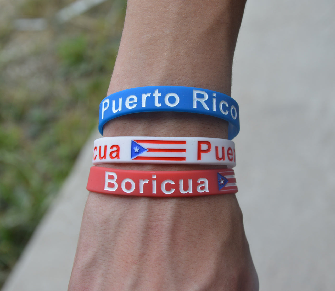 Boricua Puerto Rico Silicone Wrist Bands (Red, White or Blue)