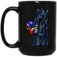 Thumbnail for Navy Camo PR Skull -  15 oz. Black Mug