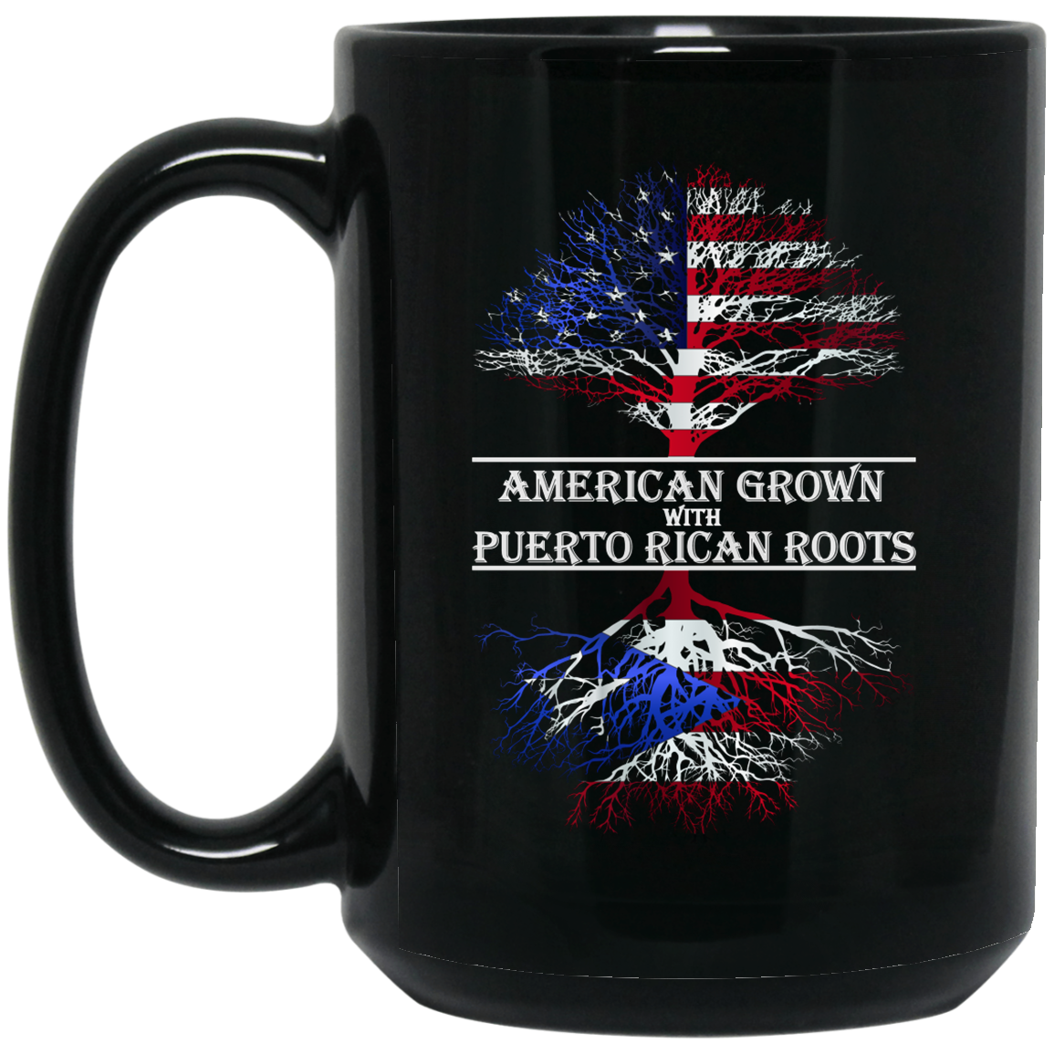 AMERICAN GROWN PR ROOTS 15 oz. Black Mug