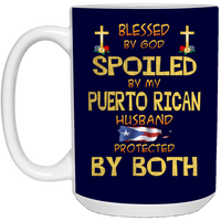Thumbnail for Blessed, Spoiled and Protected 15 oz. White Mug - Puerto Rican Pride