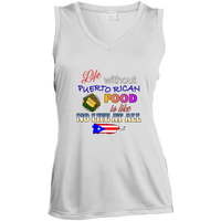 Thumbnail for Life W/O PR Food - Ladies' Sleeveless Moisture Absorbing V-Neck - Puerto Rican Pride