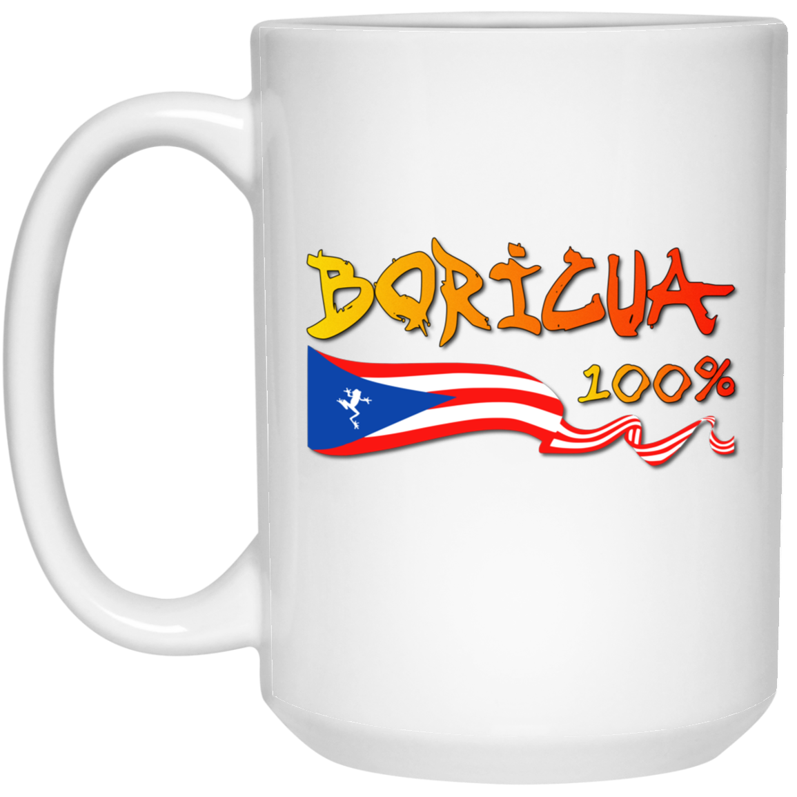 Boricua Flag 100% 15 oz. White Mug