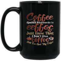 Thumbnail for Coffee spelled backwards 15 oz. Black Mug